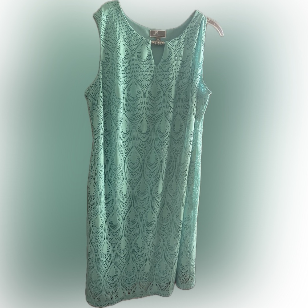 JM Collection Teal Stretch Knit Sleeveless Dress Lightweight Lined Size 0X